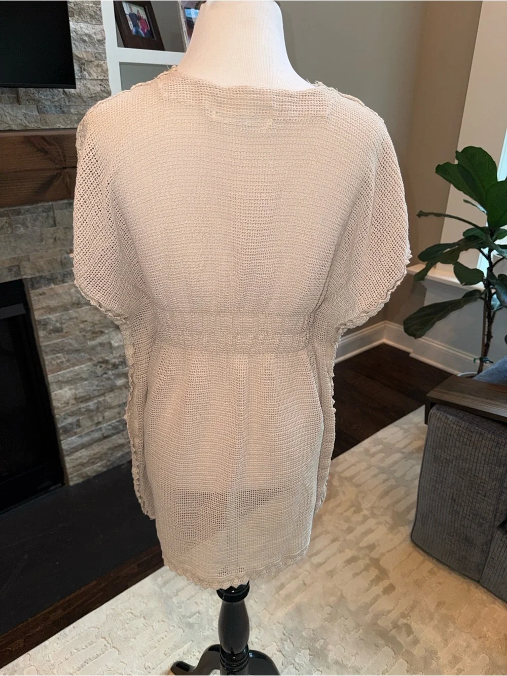 Sea spice Crochet Swim Coverup Tan 💯 Peruvian cotton M